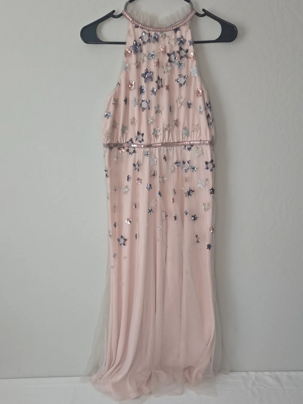 GB girls Pink Sequin Star Halter Formal Dress